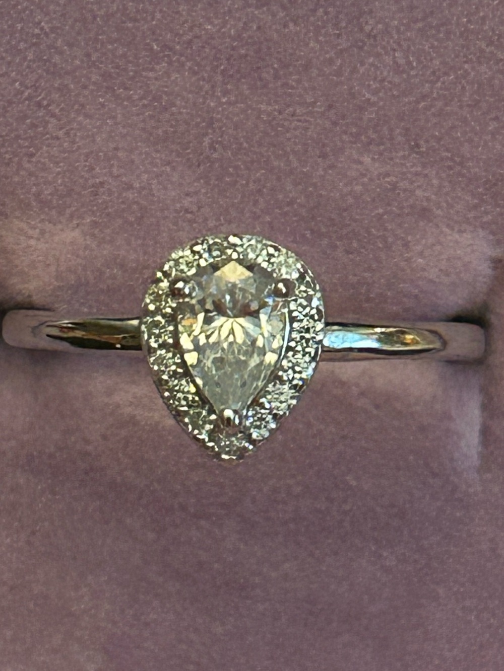 1.00CTW Genuine Moissanite Pear-Shaped Halo Ring 💍 in 925 Sterling Sliver Size 5